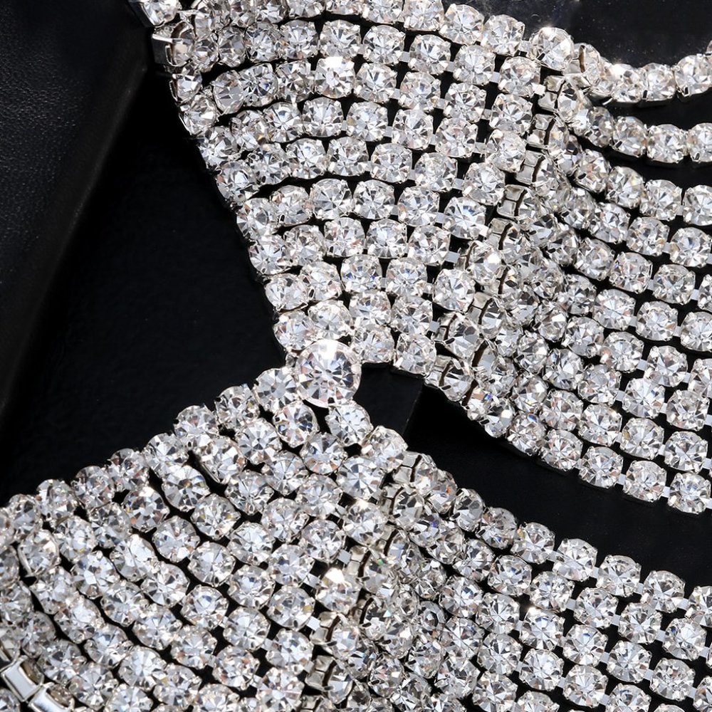 Crystal Chest Bra lingerie Women Rhinestone Underwear Bikini Body Jewelry - Picture 3 of 5